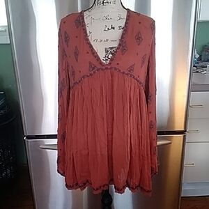 Free people Bohemian Rust V-Neck Top